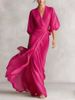 Women's Clothing Women's Romantic Deep V Neck Lantern Sleeve Long Dress Fitted Waist Autumn Banquet Socialite Style Fashion_ecoleips.com
