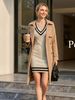 Women Ultra Soft Skin-Friendly Breathable Fine Knit Mini Dress, Contrast Striped V Neck Long Sleeve Stretch Slim Fit Casual Knitted Dress_ecoleips.com