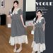 Summer New Korean Fashion Lace Trim Plaid Patchwork V-Neck Maternity Dress_ecoleips.com