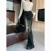 Vintage Black Gray High Waist Flared Stretch Tassel Jeans For Women With Design Sense, Washed Versatile Petite Bootcut_ecoleips.com