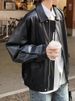 Brown Leather For Women, Hong Kong Style 2024 New Autumn High-end Loose American Retro Biker Jacket_ecoleips.com