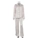 Women's Casual Suit Satin Long Sleeved Collared Shirt And Elastic Fit Trousers Autumn Letter Print_ecoleips.com