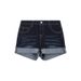 High-Waisted Stretch Denim Shorts For Women – A-Line Rolled Hem, Slim Fit & Comfortable (Dark Blue, S-5XL)_ecoleips.com
