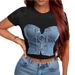 Women's Clothing Navel T-Shirt European American Style New Arrivals Print Short Sleeves Top For Ladies_ecoleips.com