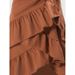 Elegant High-Waisted Patchwork Skirt For Women Slimming Ruffle Hem Solid Color A-Line Mid-Calf Spring/Autumn Summer Skirt_ecoleips.com