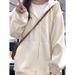 Korean-style Waffle Knit Jacket Women, Spring Thin Version, Casual Mesh Cardigan, Winter Fleece-lined Thickened Hooded_ecoleips.com