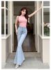 K New Arrivals 3D Bow Denim Pants For Women High-Waisted Versatile Slimming Flared Leggings_ecoleips.com