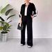 Women's Clothing Casual Fashion Colorblock Zipper Lapel Long Sleeve Top and Pants Two piece Set_ecoleips.com