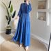 Women's Clothing Autumn Round Neck Long Sleeve Single Breasted High Waist Stitching Dress_ecoleips.com