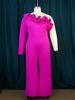 Women's Clothing One Shoulder Oblique Collar Ruffle Jumpsuit High Waist Casual Tights Jumpsuit_ecoleips.com