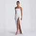 Women's Clothing Style Asymmetrical Pleated Strapless Dress Sexy High Slit Romantic Women's Clothing/Dress For Formal & Casual For Women_ecoleips.com