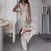 2024 European And American Cross-Border Women's Fashion Elegant Solid Color V-Neck Sleeveless Vest High-Waisted Wide-Leg_ecoleips.com