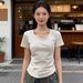 Pure Cotton White With Short Sleeves For Women, Summer Slim-fit Base Shirt, Round-neck Top, Versatile Basic T-shirt_ecoleips.com