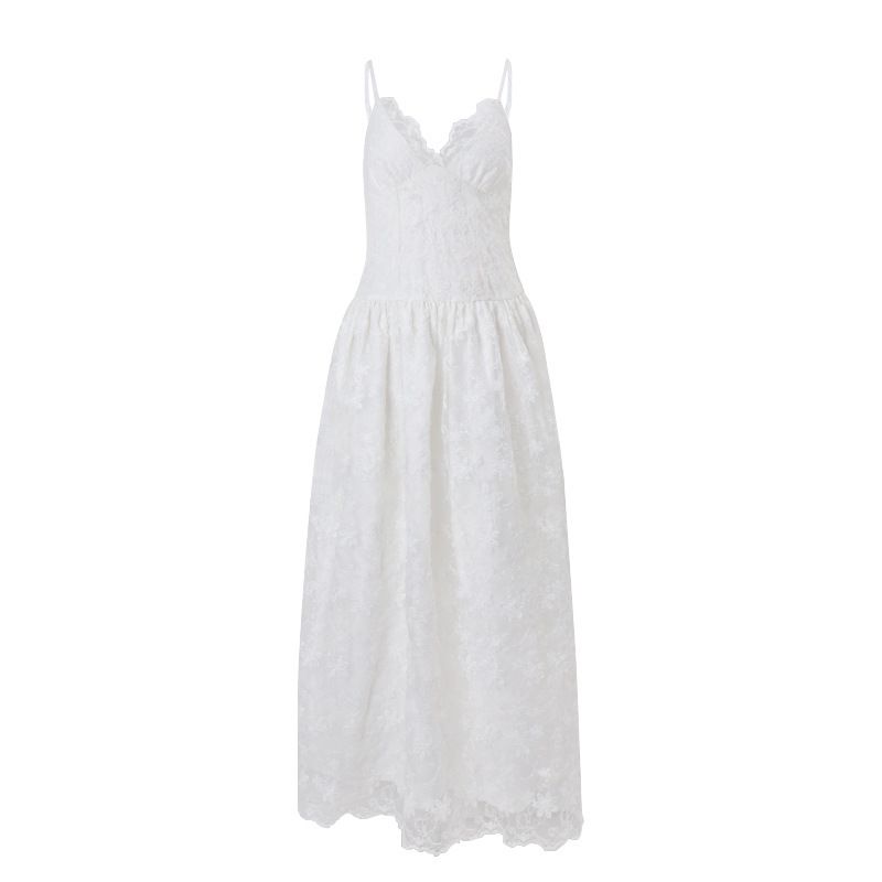 New Sexy V-neck Lace Mesh Waist Pendulum Suspender Dress Women_ecoleips.com
