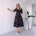 Women's Elegant Printed Dress With Waist Cinching U Neck Quality Spring Summer Fashionable Style_ecoleips.com