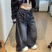 Women's Clothing Retro Washed Scimitar Jeans Summer New Hot Girl High Street Design Loose Casual Wide Leg Pants_ecoleips.com