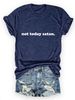 Minimalist Lettering Women's Cotton Short Sleeved T-Shirt Versatile Top For Not Today Satan_ecoleips.com