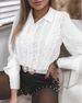 Aria Basics Aria Basics 2025 European Station Foreign Trade Hot-Selling New Solid Color Lace V-Neck Cardigan Women's Shirt_ecoleips.com