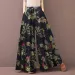 Floral Print Wide Leg Women Pants Spring Drawstring Bohemia Trousers Lady Casual Loose Elastic Waist Pantalonsw Plus Size_ecoleips.com