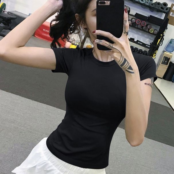 Yoga Wear Sportswear Fitness Quick Drying Gym Wear Running T-Shirt Short Sleeved Outdoor Waist Slimming Figure Flattering_ecoleips.com