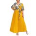 Vintage Floral Maxi Dress With Pleated Detail High Waist Elegant Boho Dress For Women, Plus Size 0XL-4XL V-Neck & Belted_ecoleips.com