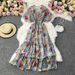 Women's Slimming Waist Super Fairy Temperament V-neck Floral Dress_ecoleips.com