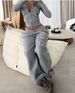 Women's Clothing Y2k Hip Hop Short Cardigan Hoodie Sweatshirt Street INS Hot Girl Loose Long Sweatpants Suit_ecoleips.com