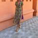 Women's Fashion Pleated Printed Long Dress, Slim Fit V-Neck Dress For Women_ecoleips.com