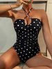 Women's Clothing Retro Polka Dot One Piece Backless Deep V Sexy Lace Up Hot Spring Swimsuit Swimsuit Swimsuit Two Piece Bikini_ecoleips.com