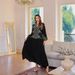 Verve Muslim Women's Long Dubai Fashion Abaya Embroidered Large Robe Evening Dress_ecoleips.com