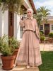 Women's Clothing Hollow Lace Splicing Puff Sleeve Top Large Swing Skirt Two Piece Suit_ecoleips.com