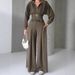 Elegant Autumn Women's Suit Set With Stand Collar, Zippered Cardigan & Wide-Leg Pants - Stylish Office Wear For European & American Fashion (XS-XXXL)_ecoleips.com