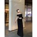 Off-Shoulder Black Slim Fit Short T-Shirt Top Hot Girl Outfit Women Summer A-Line Half Skirt Casual Two-Piece Set_ecoleips.com