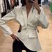 Unique Niche Style 2026 Spring New Asymmetrical Hollow Out Waist-Revealing Slim Fit Women's Blazer_ecoleips.com