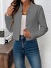Women's Clothing Autumn/Winter Fashionable Unbuttoned Solid Color Jacquard Cardigan Short Coat Stand Collar Outerwear_ecoleips.com