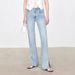 Women's Clothing Slightly Elastic Denim Slightly Flared Pants Classic Slender Legs Side Slits Slim Tall Jeans For Women_ecoleips.com