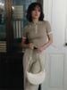 Women's Clothing Slim Fit Short Sleeved Lapel Top Summer New Thread Tight Contrast Color Temperament Sweater_ecoleips.com