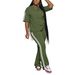 Women's Short Sleeve Round Neck Top And Pants Two-Piece Set Casual Summer Outfit_ecoleips.com