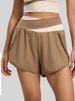 K Color Blocked Fake Two-piece Yoga Shorts, Running And Fitness Clothes, Nude And Anti Glare Sports Shorts For Women_ecoleips.com