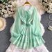 Women's Sexy Hollow out Tie Waist round Neck Chiffon Dress Sweet Heart Ruffle Skirt Versatile Breathable New 2026_ecoleips.com