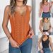 Real Shot Of 2026 Spring/summer European And American Solid Color V-neck Hollowed-out Sleeveless Knit Vacation Tank Top._ecoleips.com