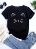 European And American Cross-border Foreign Trade Wholesale Clothing Cute Cartoon Kitten Round Neck Plus Size_ecoleips.com