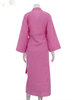 Casual Loose Pink Cotton Dress Ladies Fashion Lapel Long Sleeve Ankle Length Dress Elegant Lace-Up Dresses For Women 47H_ecoleips.com