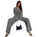 2025 Autumn Winter European American Cross-Border Fashion V-Neck Women's Elegant Long Sleeve Wide-Leg Pants Set_ecoleips.com
