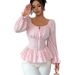 Women's Clothing Women's Style Long Sleeved Shirt U Neck Tie Waist Top New Autumn Design For Formal & Casual For Women_ecoleips.com