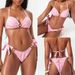 Women's Sexy Halter Neck Two Piece Swimsuit Bikini European American Style Embroidered Special Fabric Trendy Beachwear_ecoleips.com