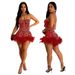 Women's clothing diamond feather jumpsuit European and American fashion sexy banquet party super shorts for women_ecoleips.com