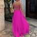 Women Casual Sleeveless Solid Wedding Dress Fashion Hight Waist Swing Long Dresses Elegant V Neck Pleated Satin Bridesmaid Dress_ecoleips.com