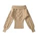 Women's Off Shoulder Long Sleeve Knit Sweater – Korean Chic & Slimming Fall/Winter Top (S/M, Khaki/Black/Red/White)_ecoleips.com