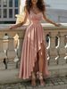 Women's Formal Dress, Elegant One-Shoulder High-Waist Long Dress, Irregular Dress_ecoleips.com